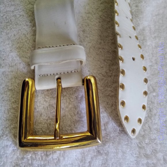 Vintage Gold & White Italia Mondi SunStar Face Embellishment Designer Belt main image 5